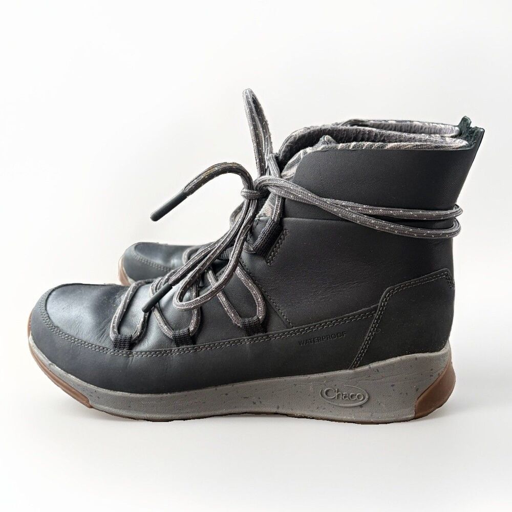 Chaco Borealis Peak Waterproof Boots Womens Size 9 Black Leather Winter Ankle